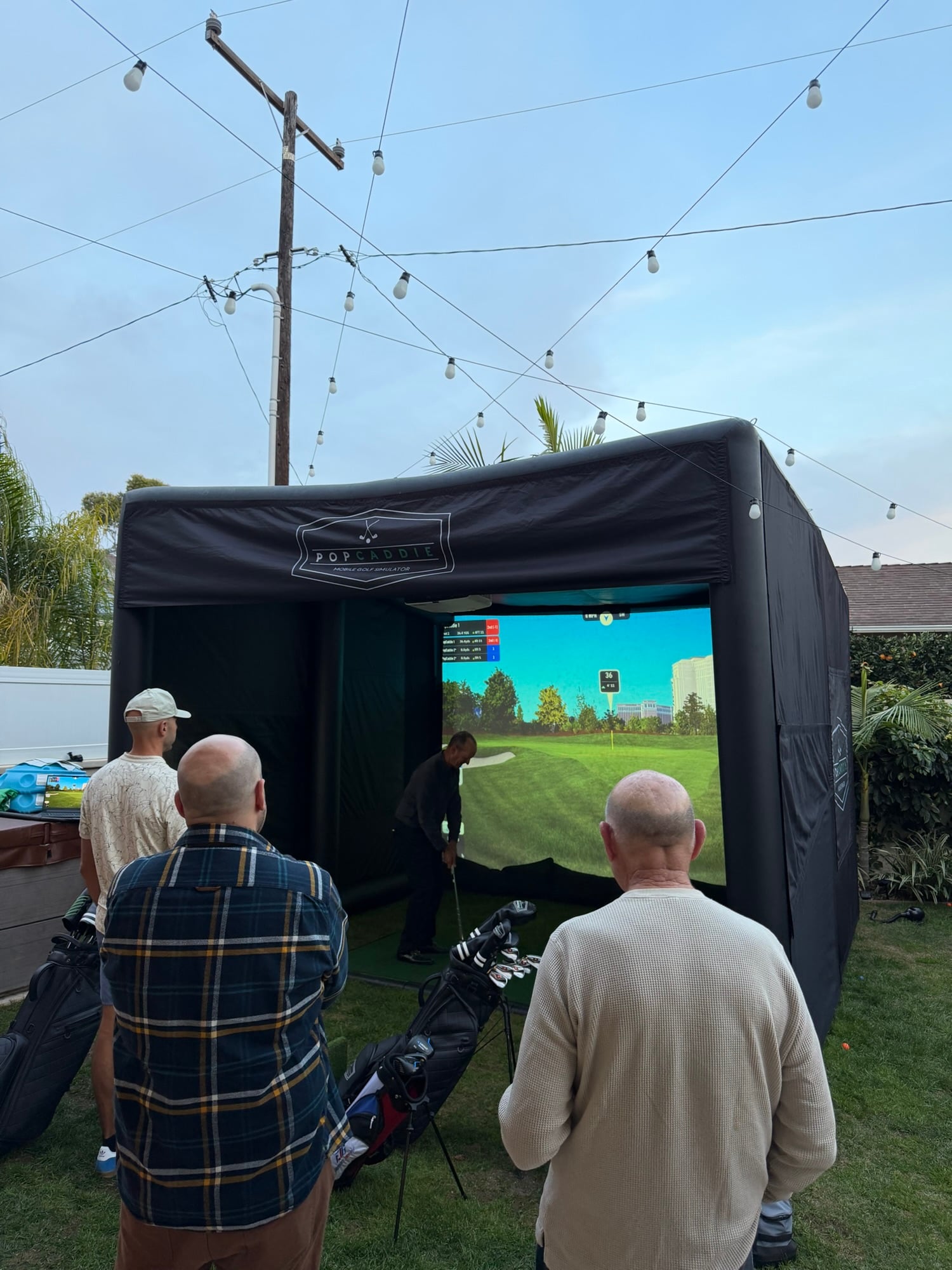Golf simulator rental private party Manhattan Beach California PopCaddie
