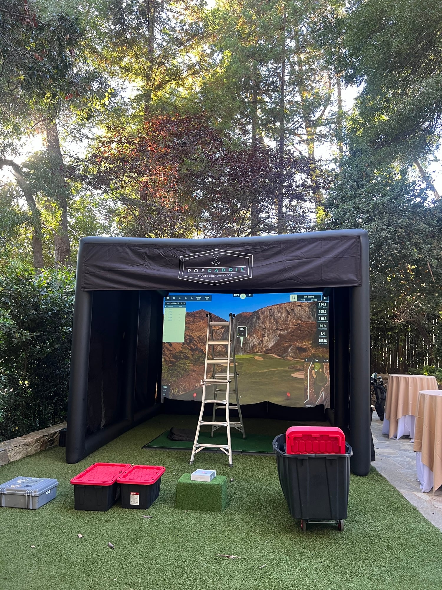 Mobile golf simulator brand activation trade show Anaheim California